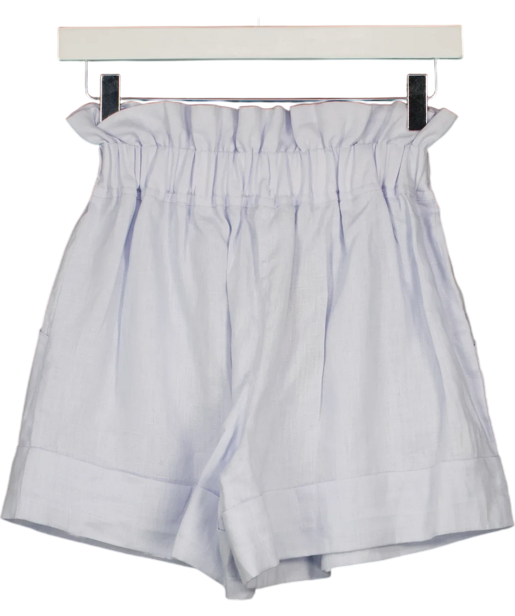 Chic Le Frique light blue linen paperbag shorts, size UK S/M — back