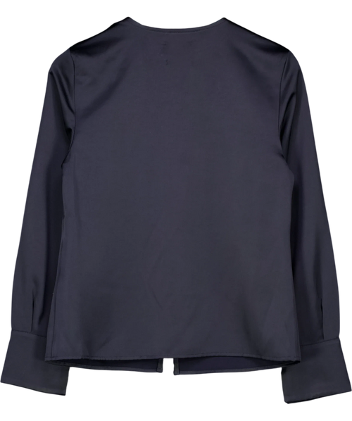 Aligne navy Saffron Knot Fastening Satin Shirt, size UK 8 — back