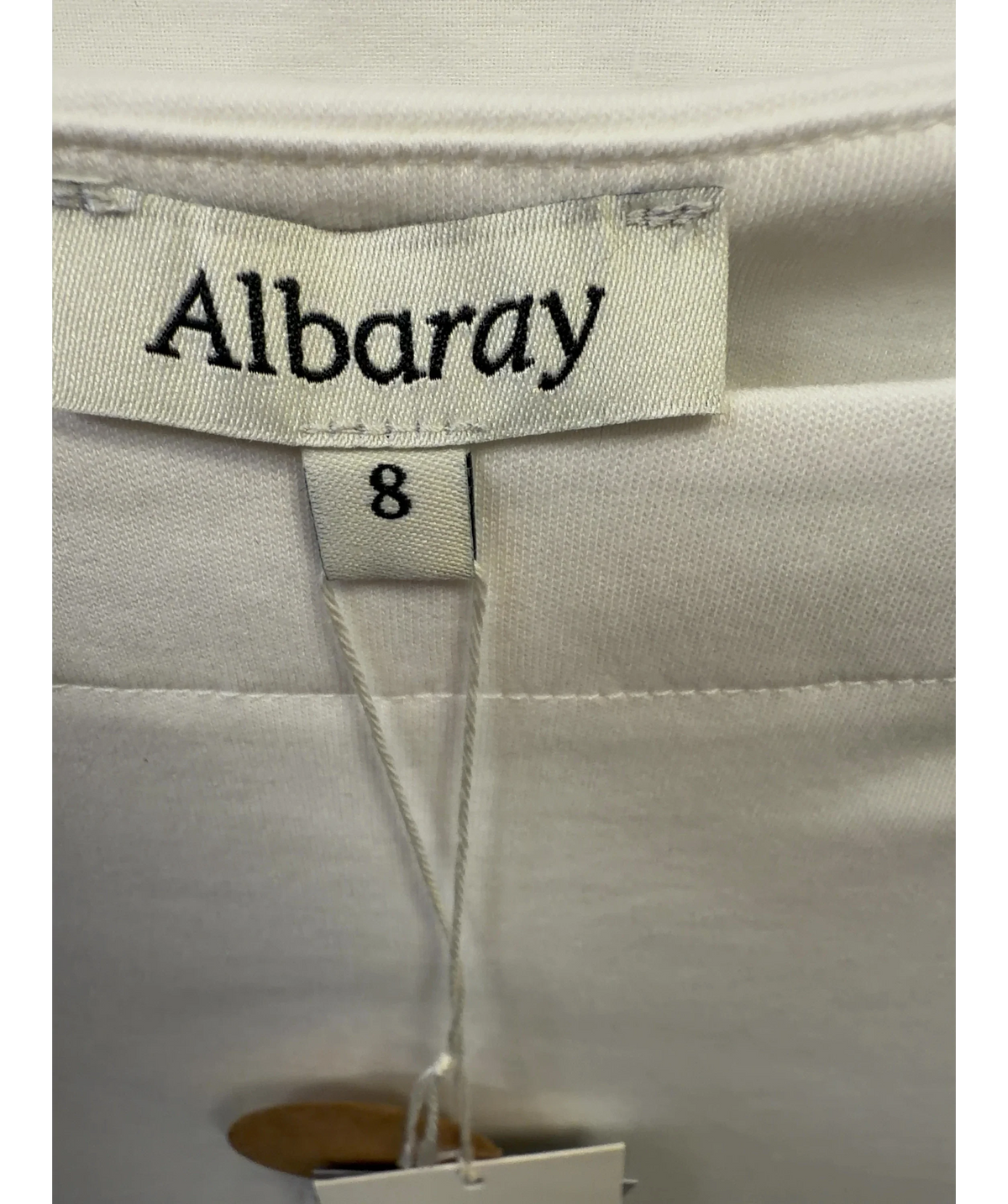 Albaray White Off Shoulder T Shirt, size UK 8 — care label