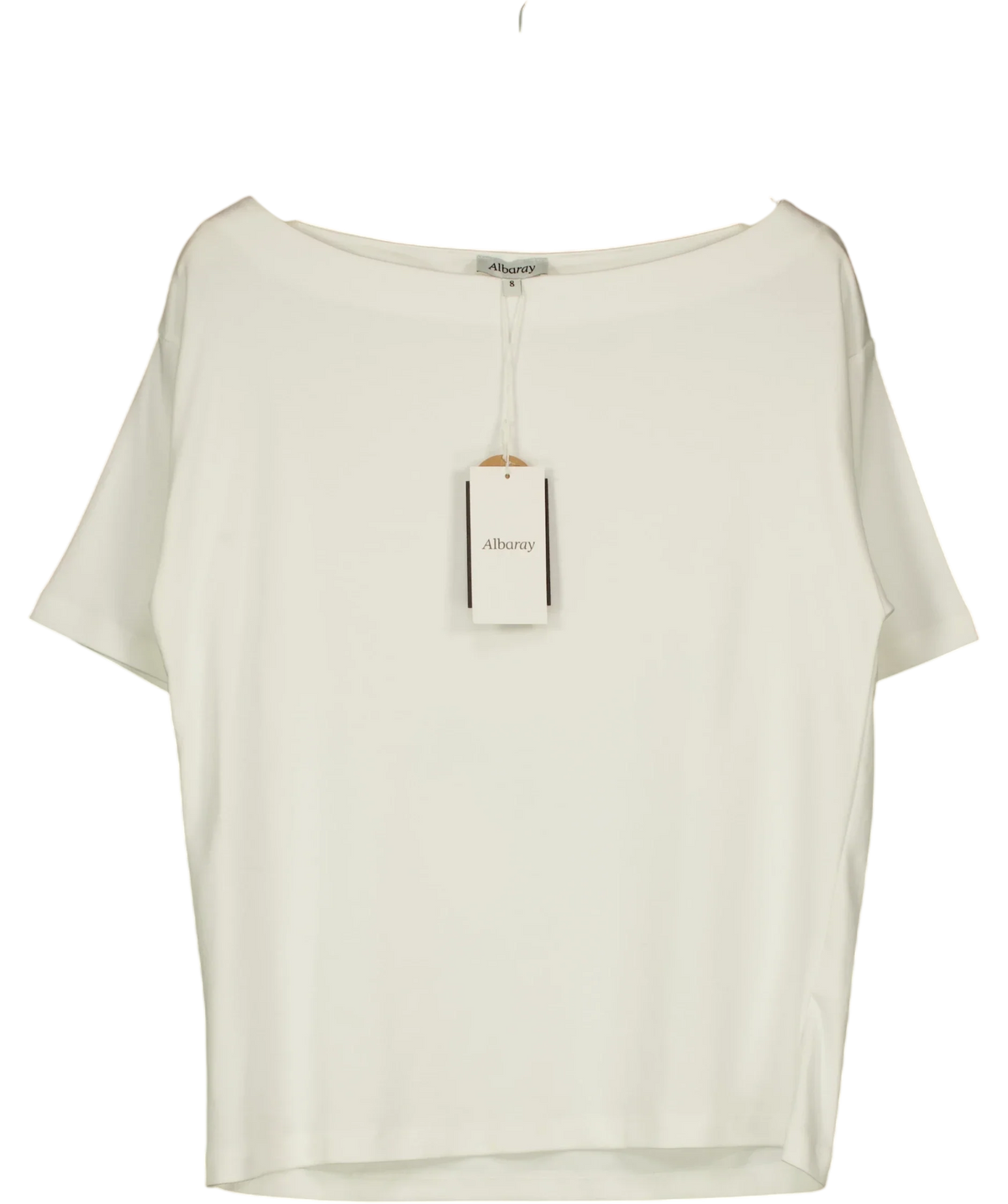 Albaray White Off Shoulder T Shirt, size UK 8 — front