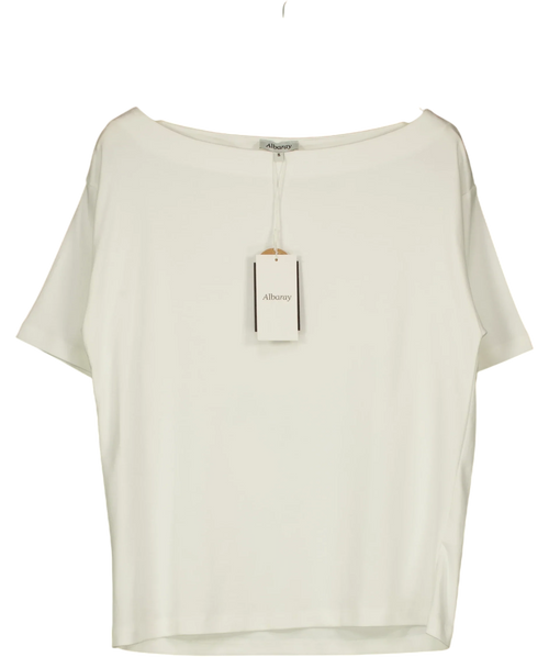 Albaray White Off Shoulder T Shirt, size UK 8 — front