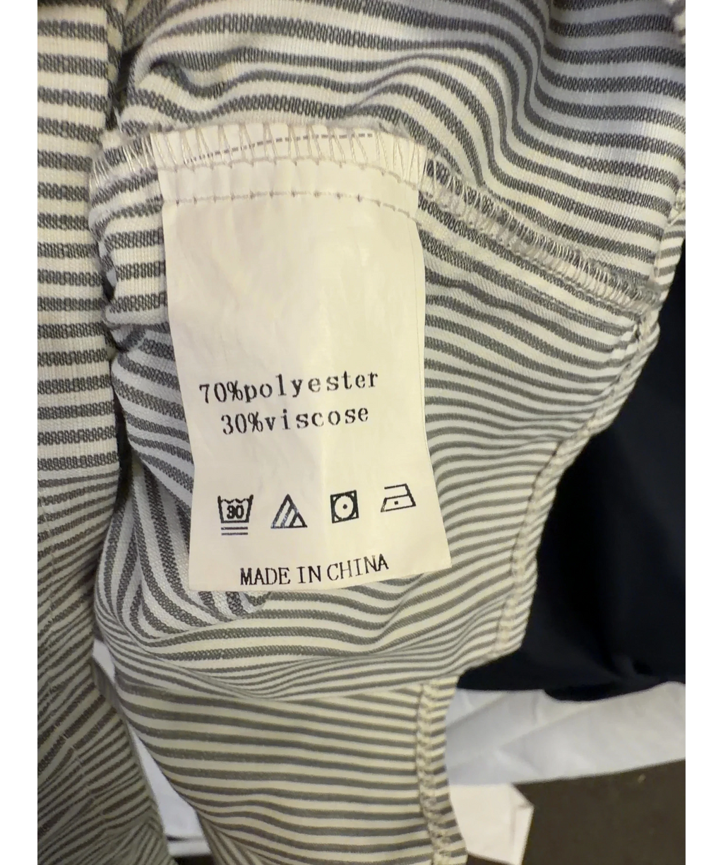 Unbranded Grey grey striped smocked peplum top, size UK S — label