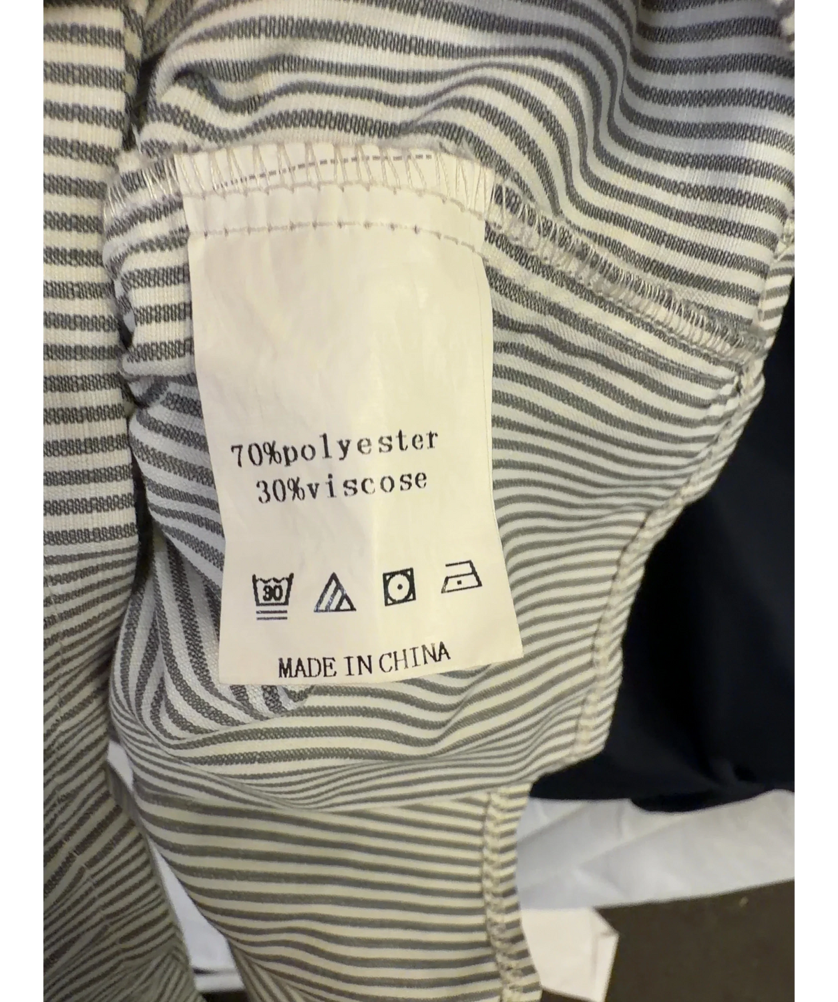 Unbranded Grey grey striped smocked peplum top, size UK S — label