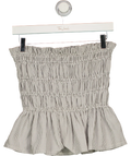 Unbranded Grey grey striped smocked peplum top, size UK S — front