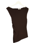 DISSH Brown asymmetrical ribbed knit tank top, size UK S — front