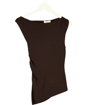 Dissh Asymmetrical Ribbed Knit Tank Top Brown UK S