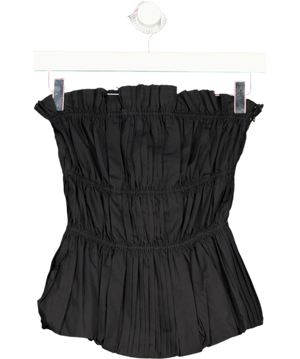 Mango Strapless Smocked Peplum Top Black UK S
