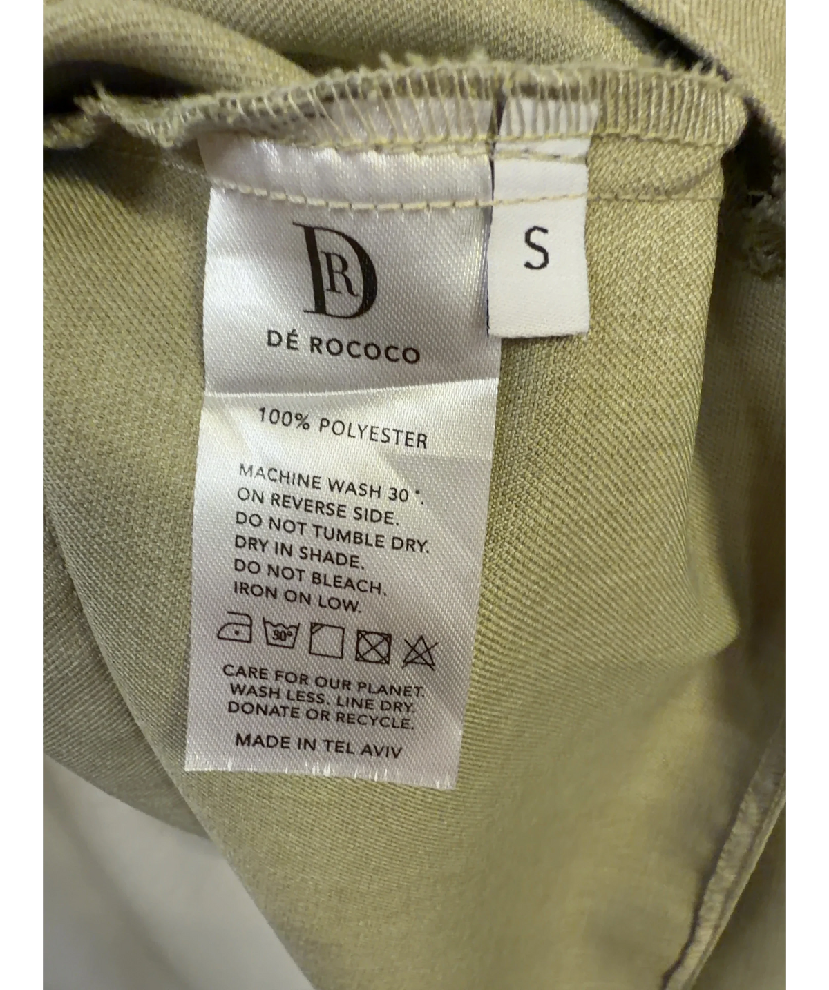 Dé Rococo Green Colour, size UK S — care label