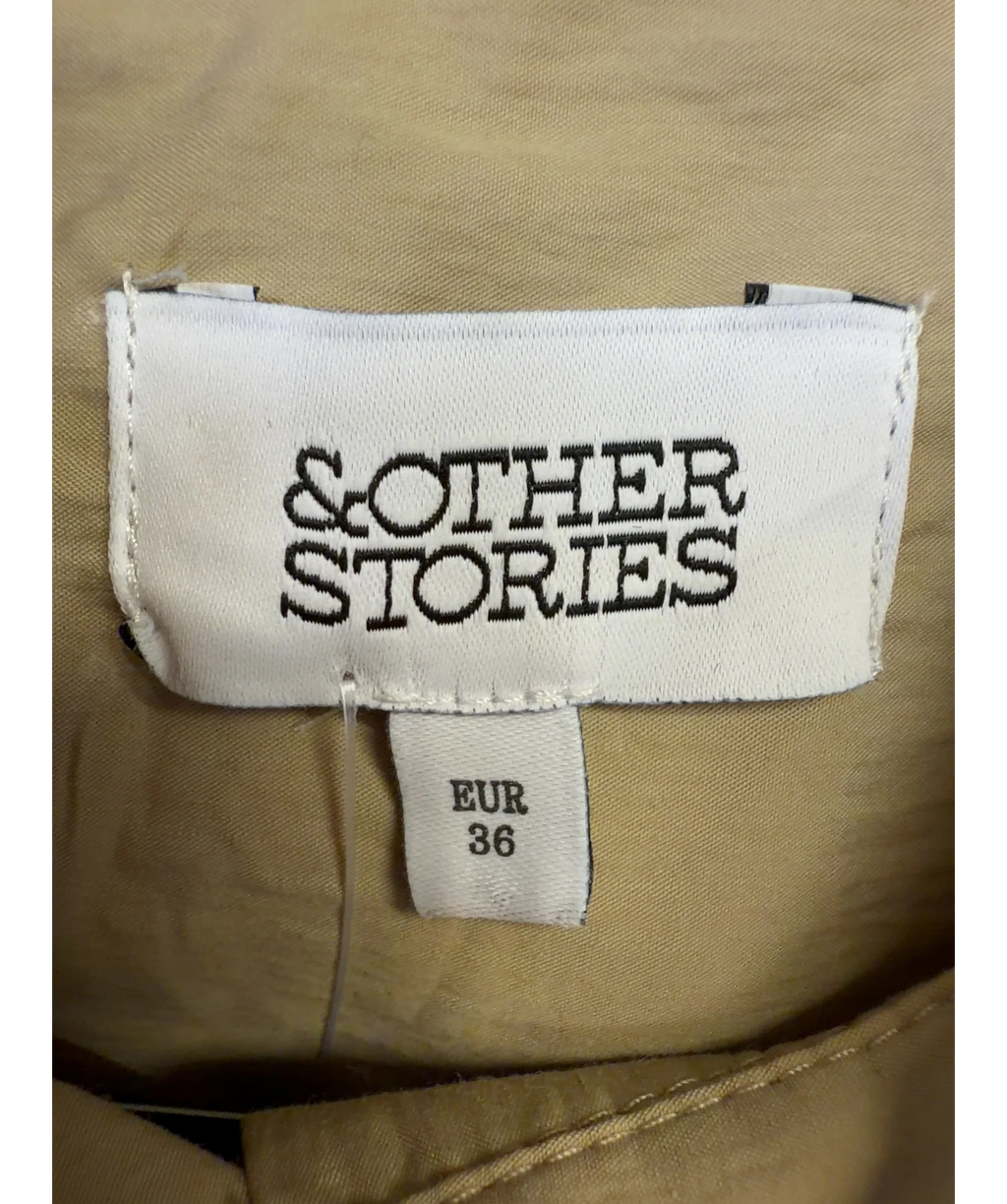 & OTHER STORIES Beige Pleated Hem Crop Shirt, size UK 8 — care label