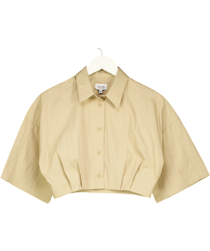 And Other Stories Pleated Hem Crop Shirt Beige UK 8