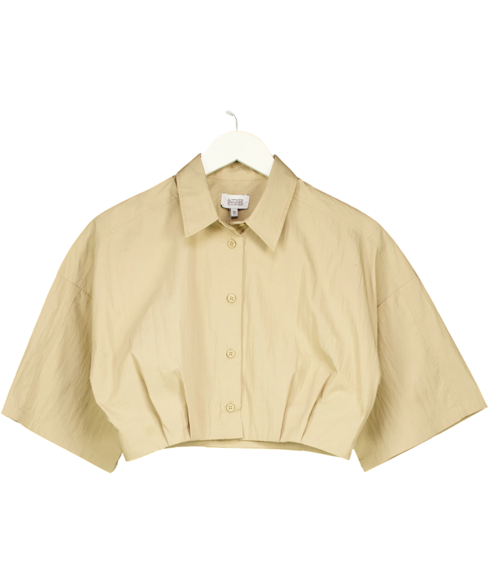 And Other Stories Pleated Hem Crop Shirt Beige UK 8