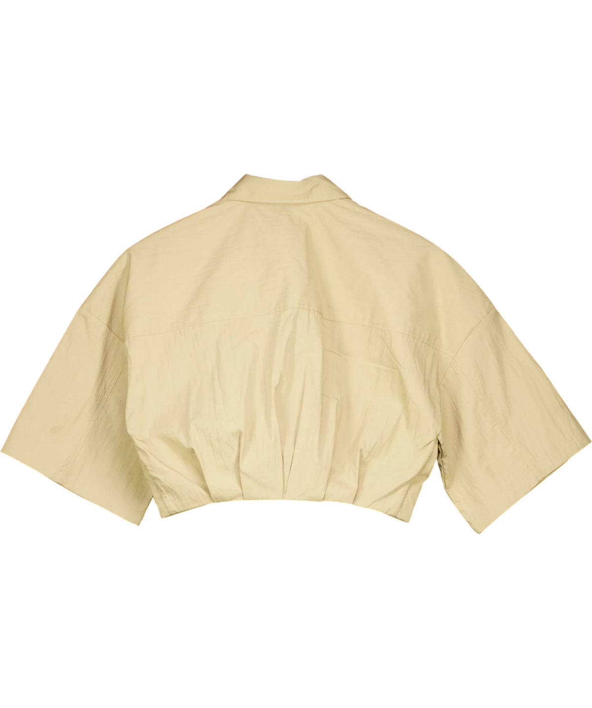 & OTHER STORIES Beige Pleated Hem Crop Shirt, size UK 8 — back
