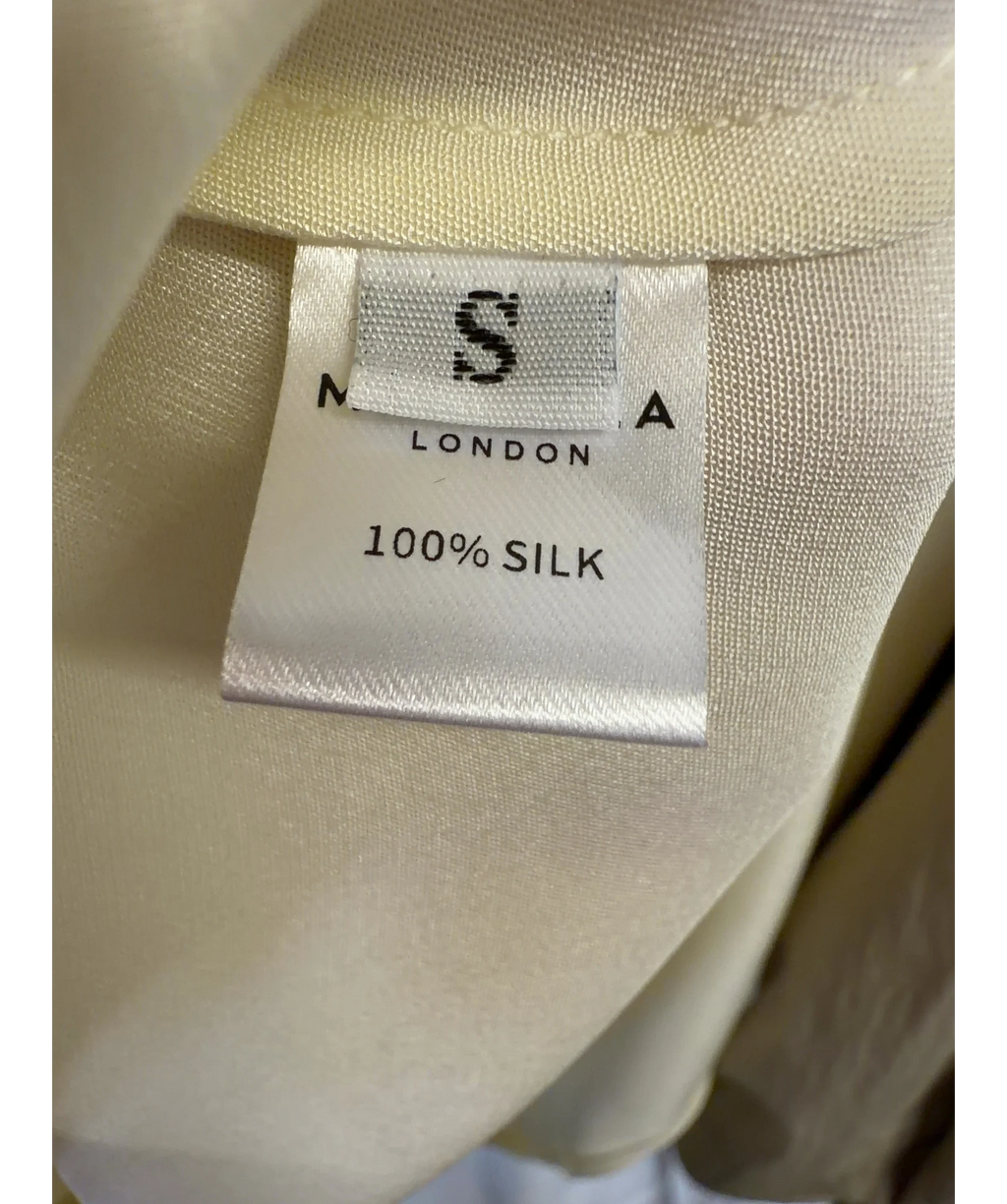 MARCÉLA Yellow Soléne Silk Button Top, size UK S — care label