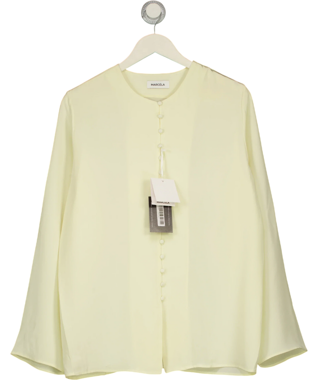 MARCÉLA Yellow Soléne Silk Button Top, size UK S — front