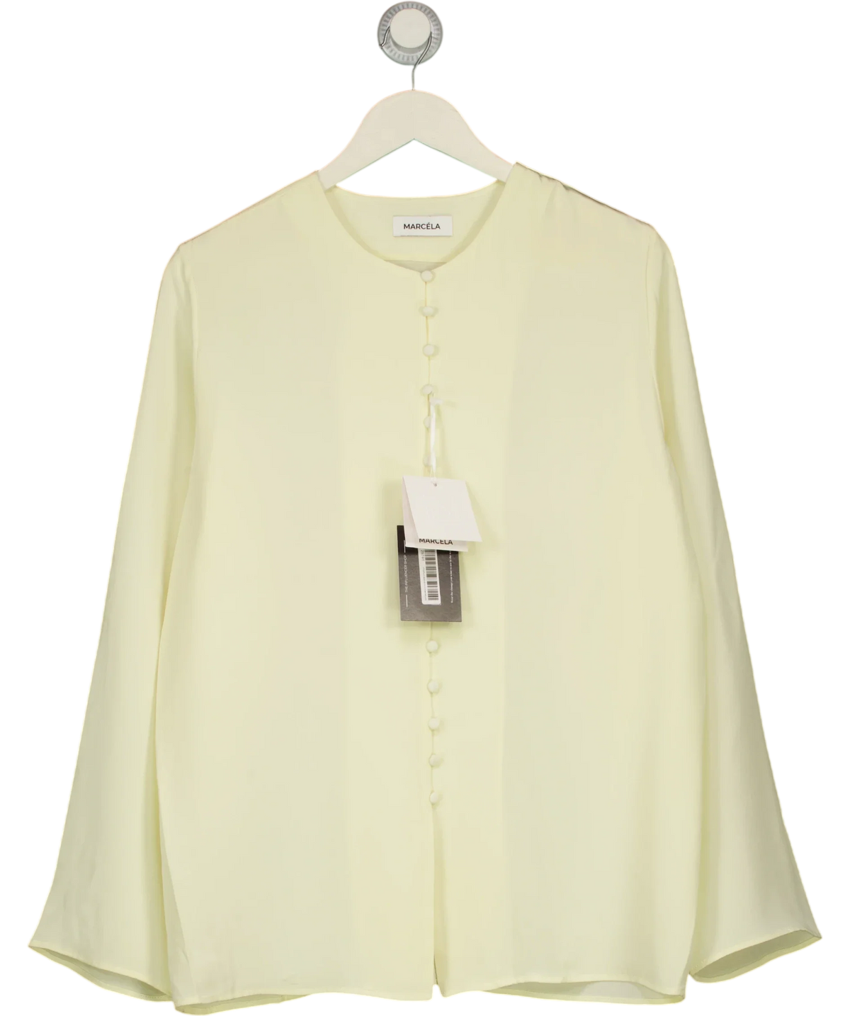 MARCÉLA Yellow Soléne Silk Button Top, size UK S — front