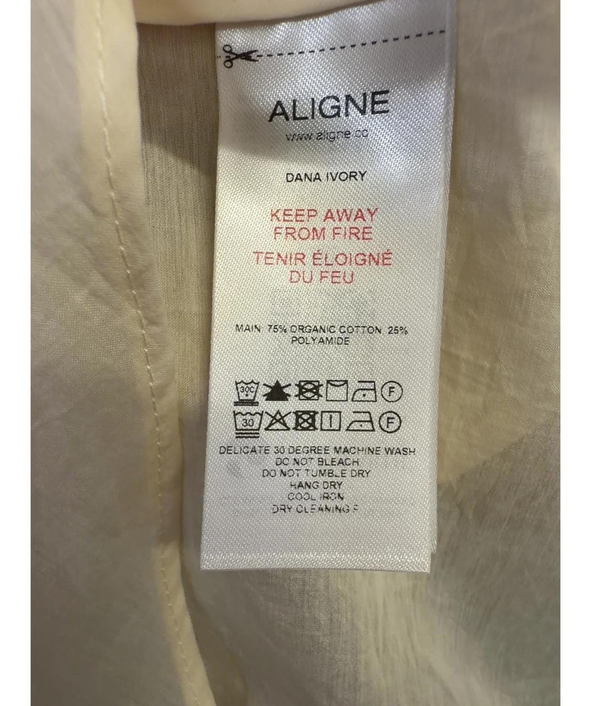 Aligne ivory Dana, size UK 8 — label