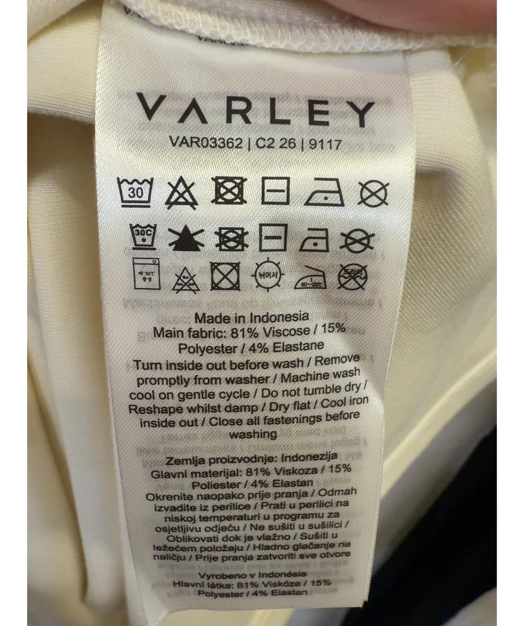 Varley Cream Simmons Half-Zip Tank Top, size UK S — label