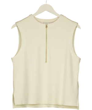 Varley Simmons Half-Zip Tank Top Cream Metallic UK S