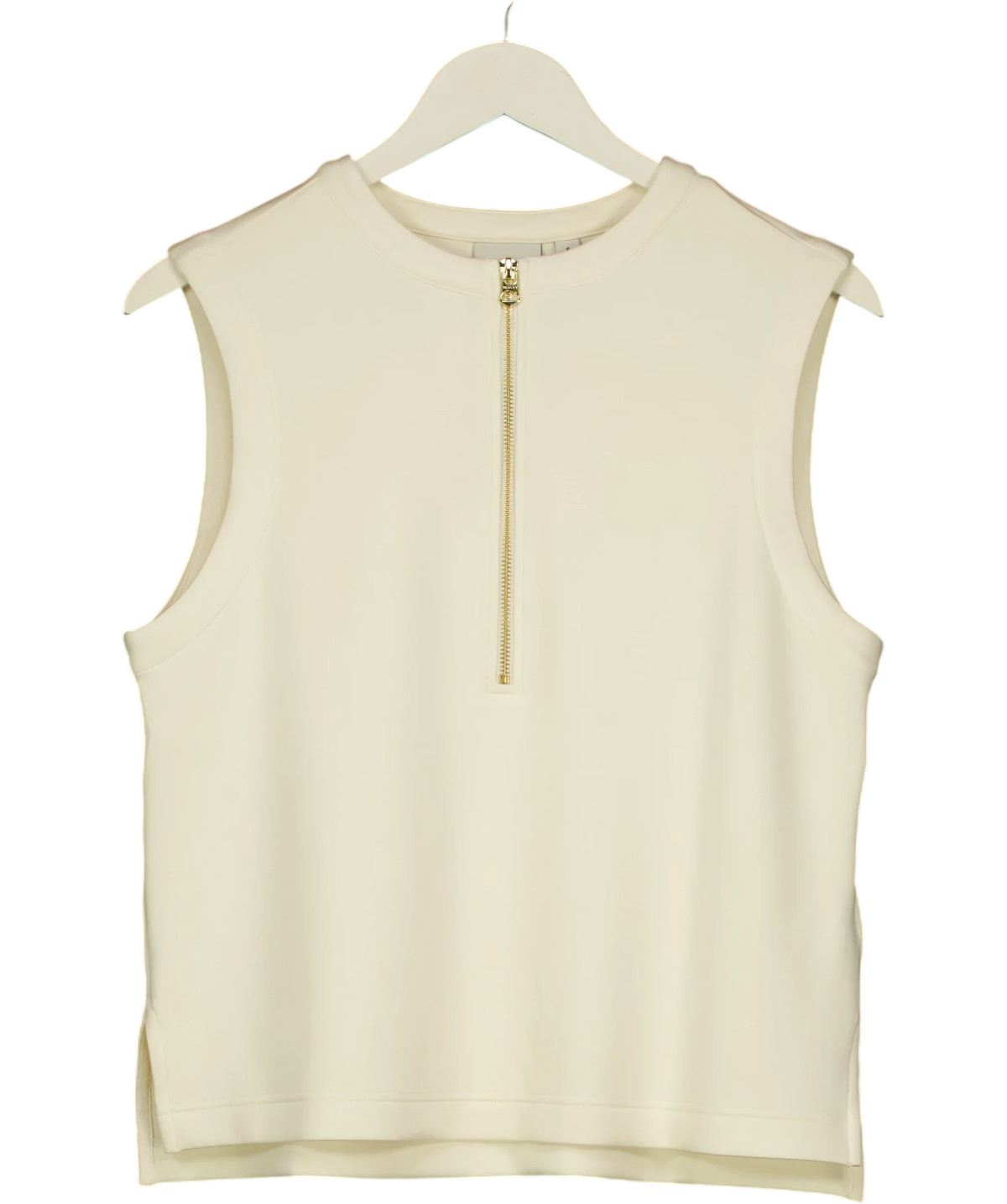Varley Cream Simmons Half-Zip Tank Top, size UK S — front