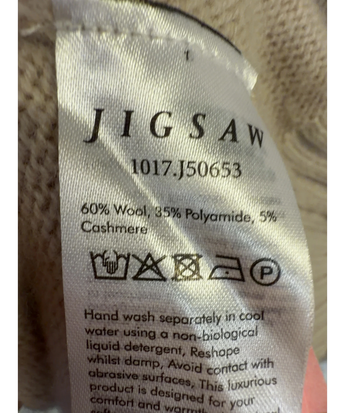 Jigsaw Beige Colour, size UK M — label
