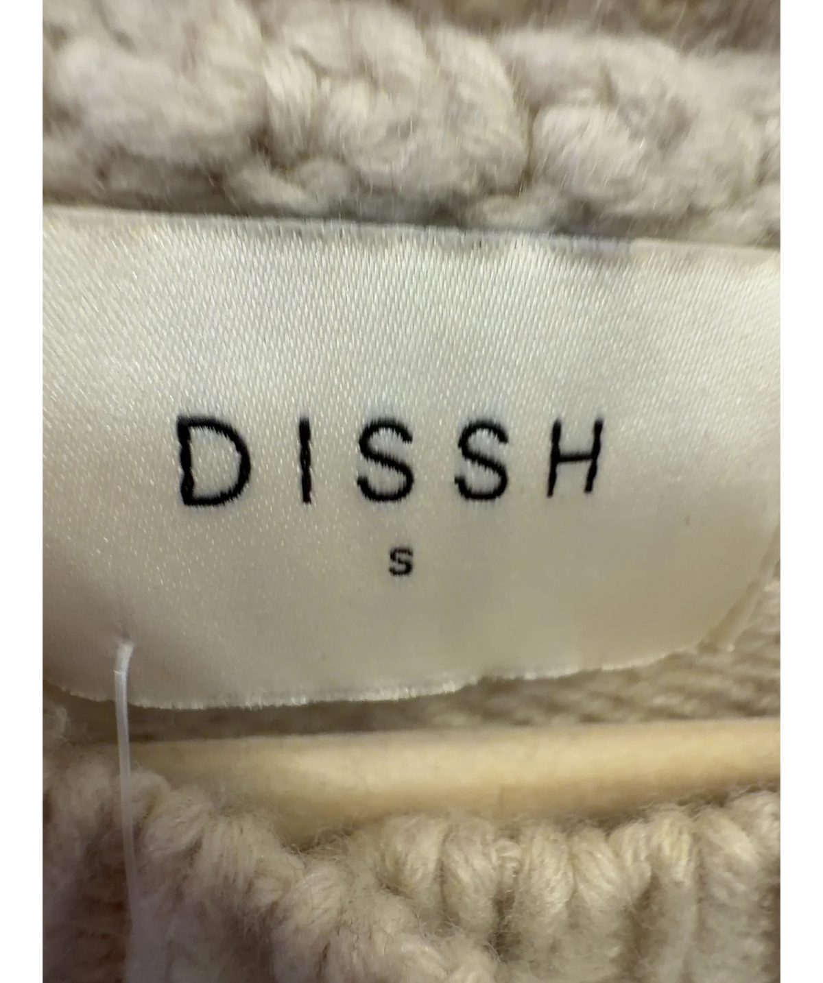 DISSH Beige wool-blend crew neck cardigan, size UK S — care label
