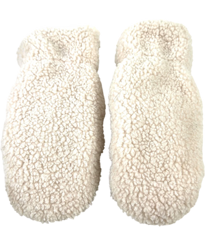 Oysho Cream Faux Shearling Mittens UK M