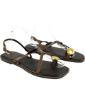 Hush Brown Yara Metal Detail Toe Sandal, size UK 6.5 EU 39.5 👠 — front
