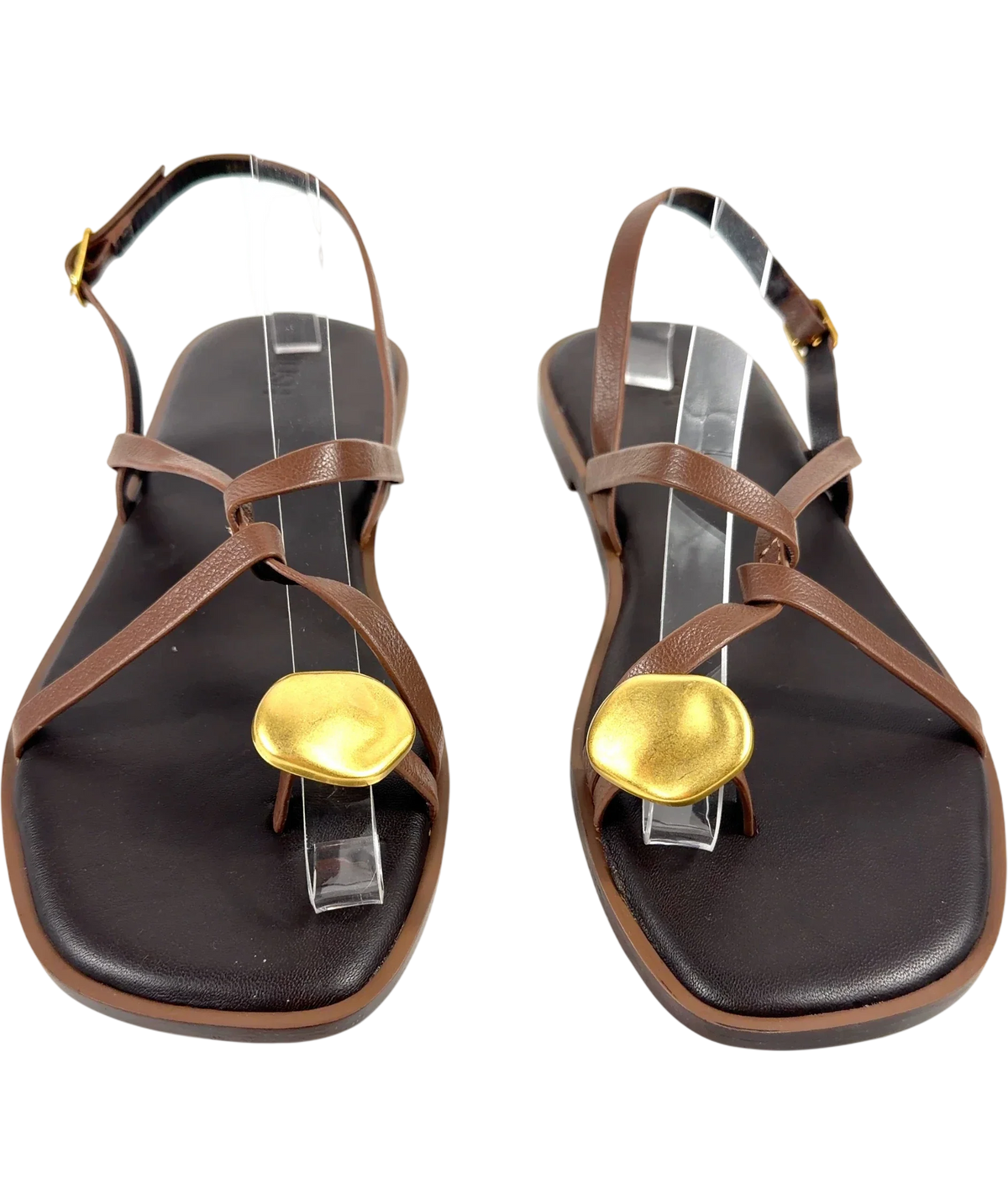 Hush Brown Yara Metal Detail Toe Sandal, size UK 6.5 EU 39.5 👠 — detail