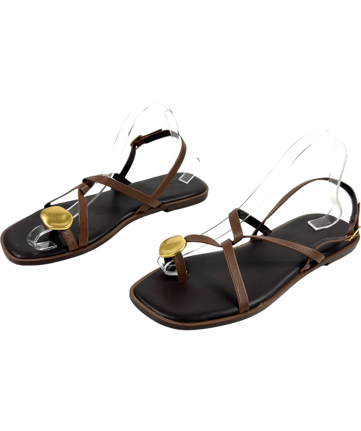 Hush Brown Yara Metal Detail Toe Sandal, size UK 6.5 EU 39.5 👠 — label