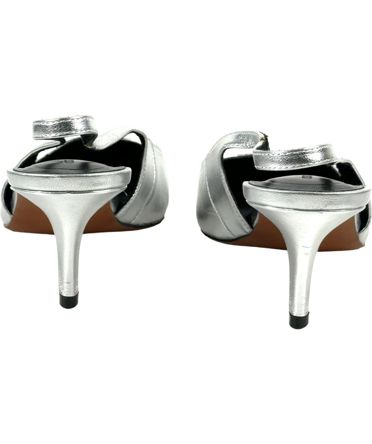 ASOS silver Shake Slingback Kitten Heels, size UK 7 EU 40 👠 — back