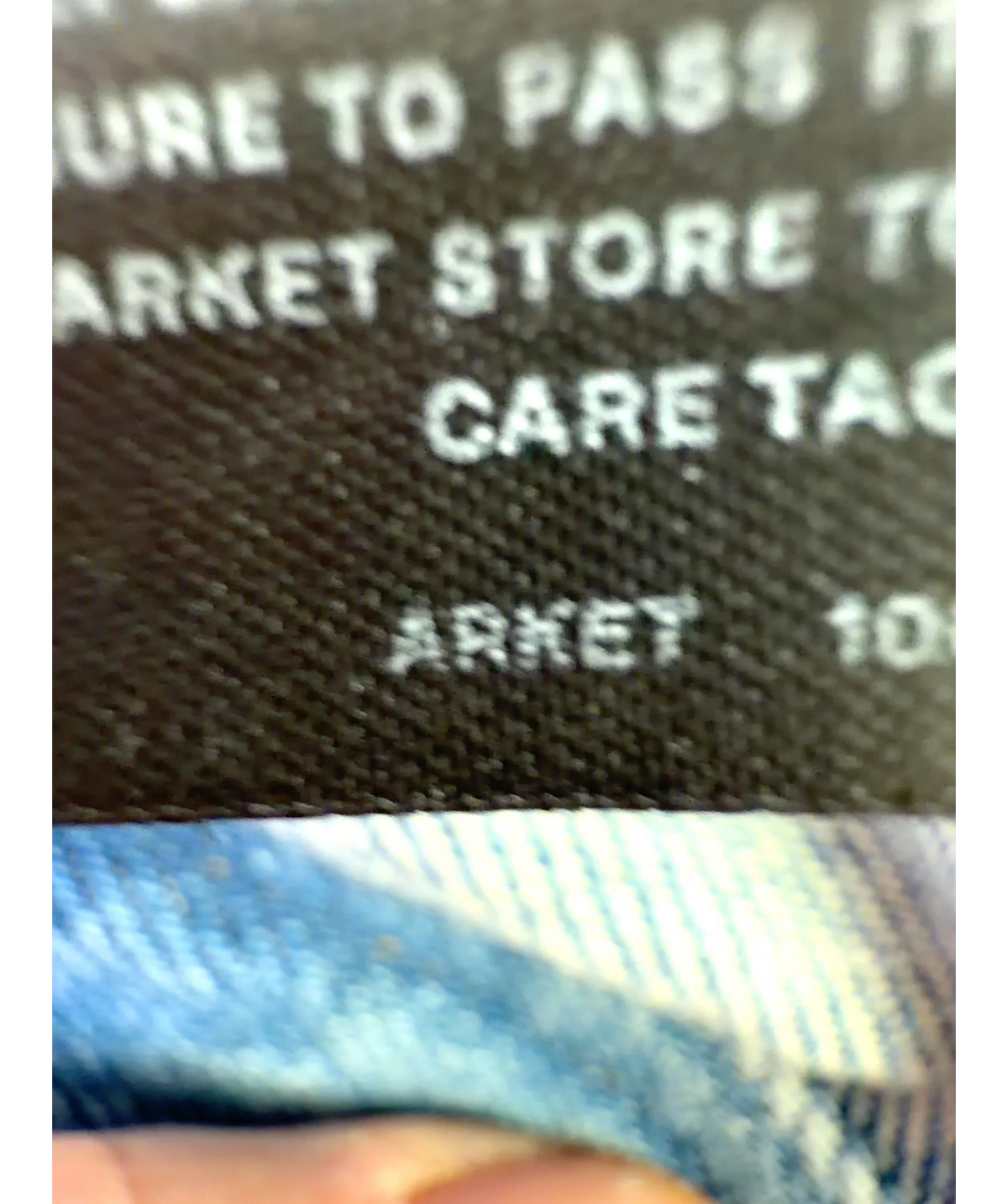 ARKET Blue Collarless Denim Jacket, size UK 8 — detail