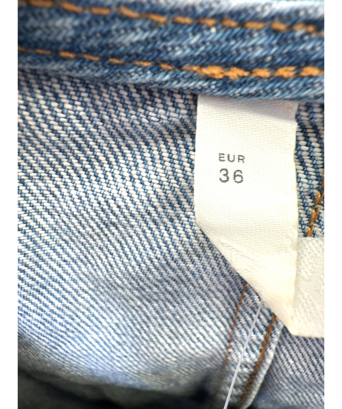 ARKET Blue Collarless Denim Jacket, size UK 8 — care label