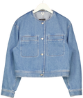 ARKET Blue Collarless Denim Jacket, size UK 8 — front