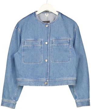ARKET Collarless Denim Jacket Blue UK 8