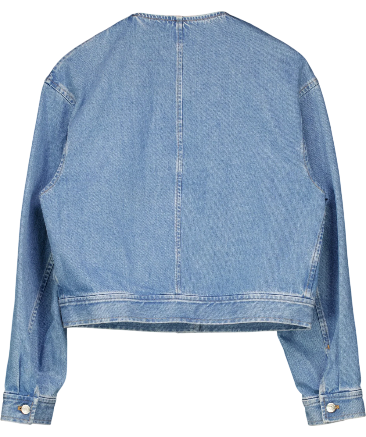 ARKET Blue Collarless Denim Jacket, size UK 8 — back