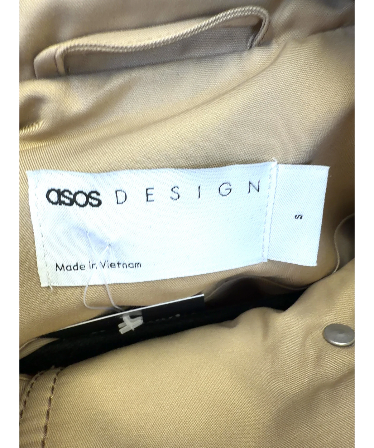 ASOS Beige funnel neck windbreaker jacket, size UK S — detail