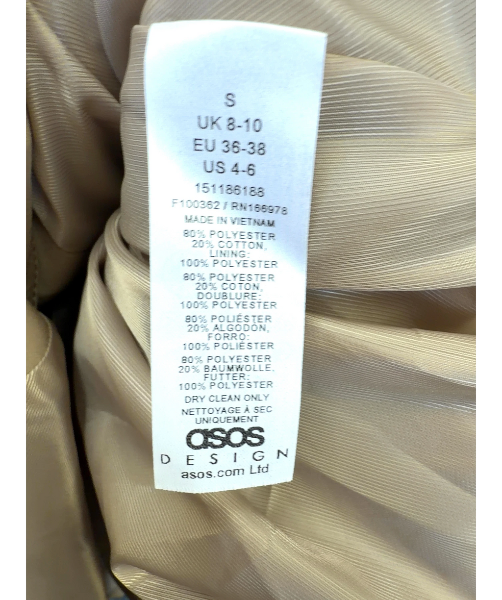 ASOS Beige funnel neck windbreaker jacket, size UK S — label