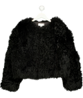 Warehouse Black Lambswool Curly Fur Jacket, size UK 10 — front