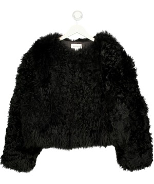 Warehouse Lambswool Curly Fur Jacket Black UK 10