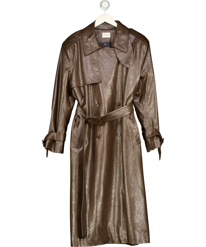 Saison Brown Double-Breasted Trench Coat UK S