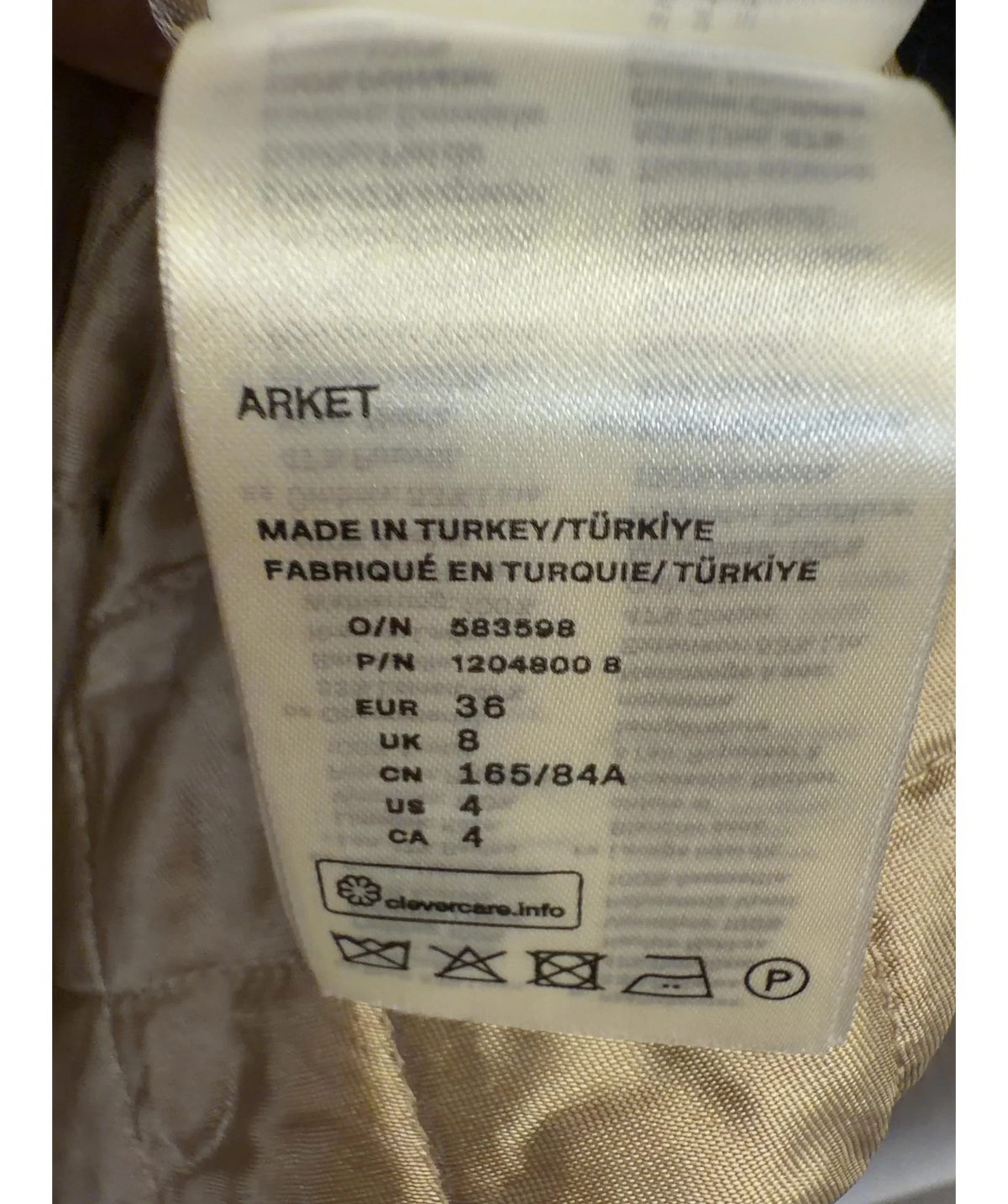 ARKET Beige Colour, size UK 8 — detail