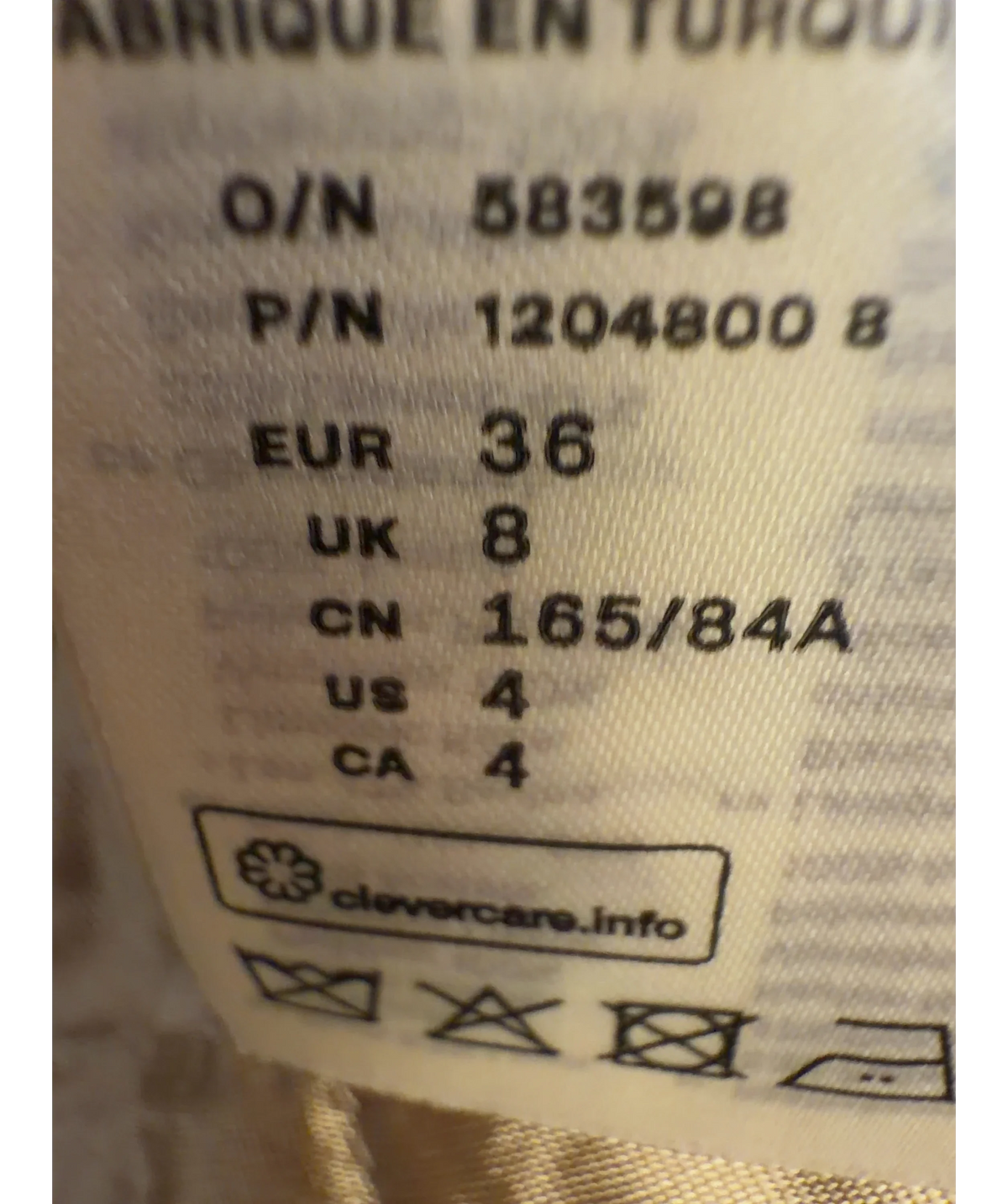 ARKET Beige Colour, size UK 8 — care label