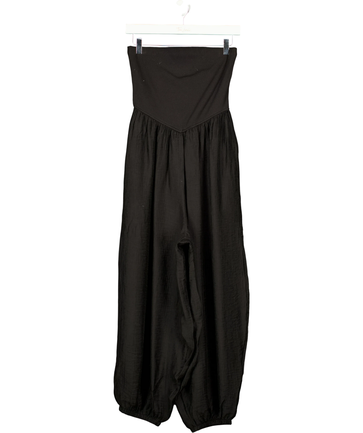 Next Black Jersey Bandeau Balloon Leg Jumpsuit, size UK 8 — front