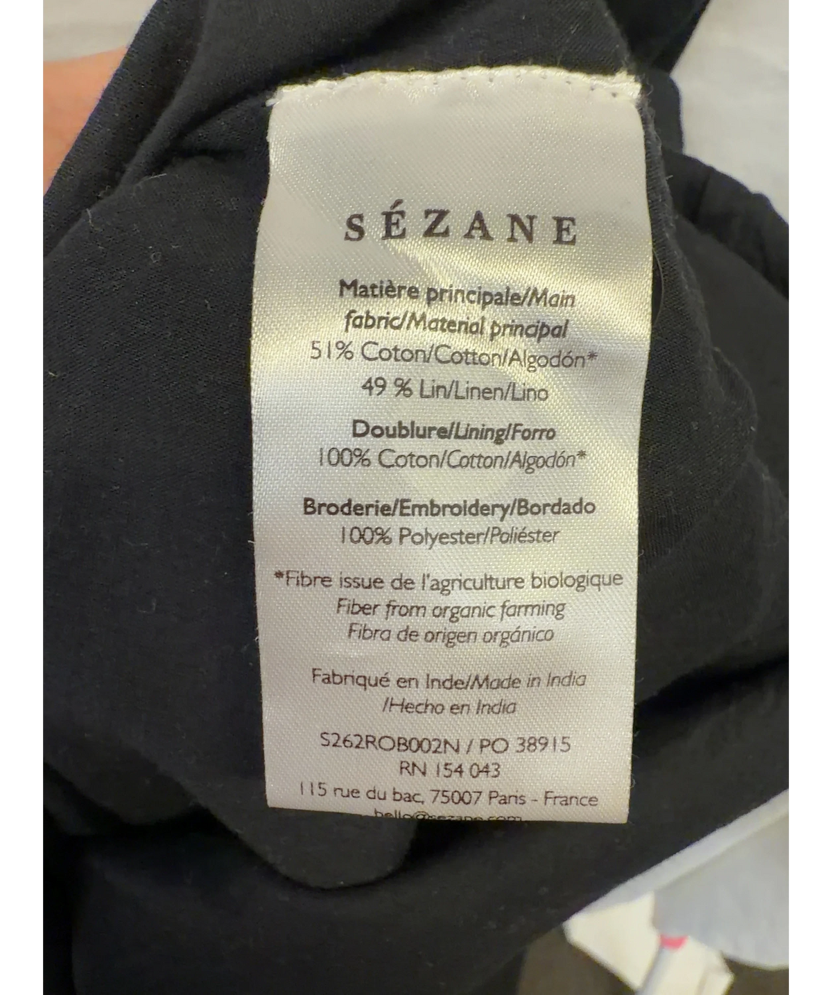 Sézane Black Victoire Dress, size UK 8 — label