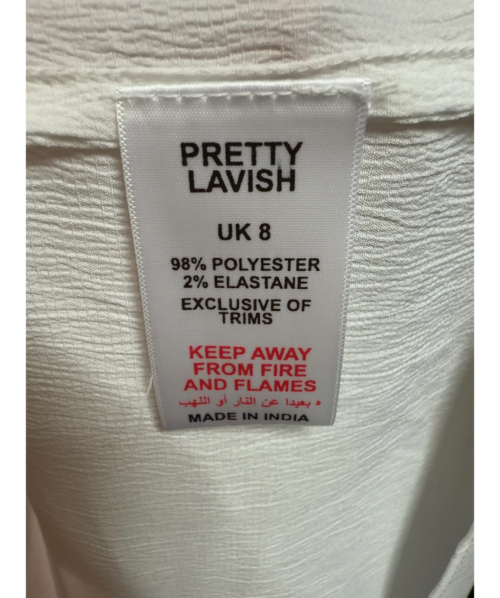 PRETTY LAVISH White Ada Maxi Dress, size UK 8 — label