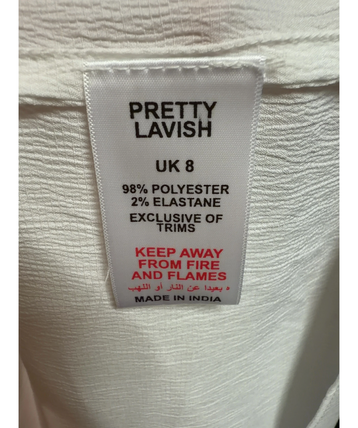 PRETTY LAVISH White Ada Maxi Dress, size UK 8 — label