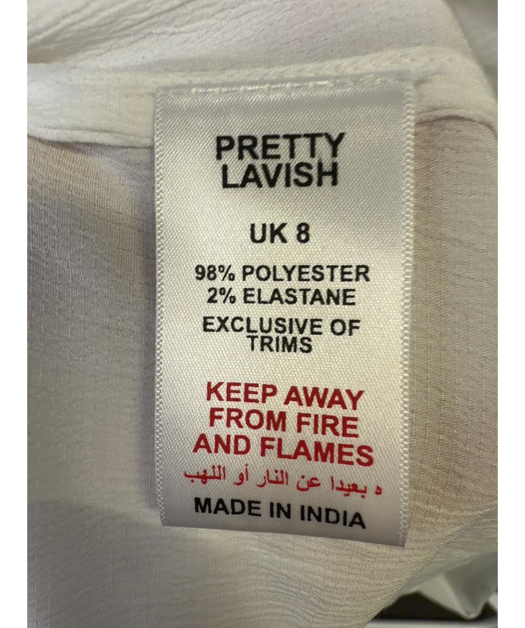 PRETTY LAVISH White Ada Maxi Dress, size UK 8 — care label