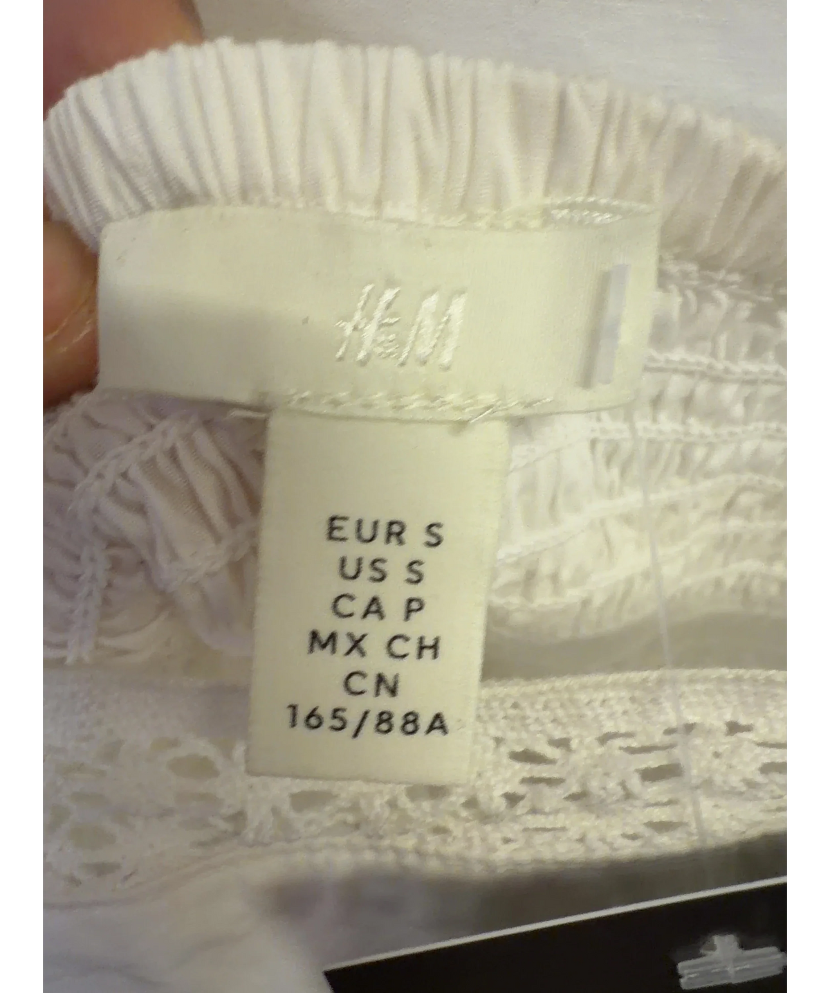 H&M White Tie-strap cotton dress, size UK S — detail