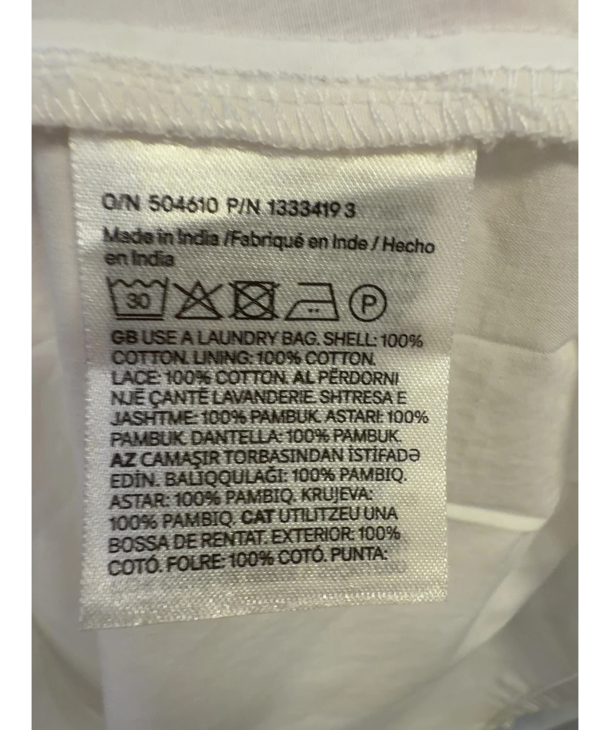 H&M White Tie-strap cotton dress, size UK S — label