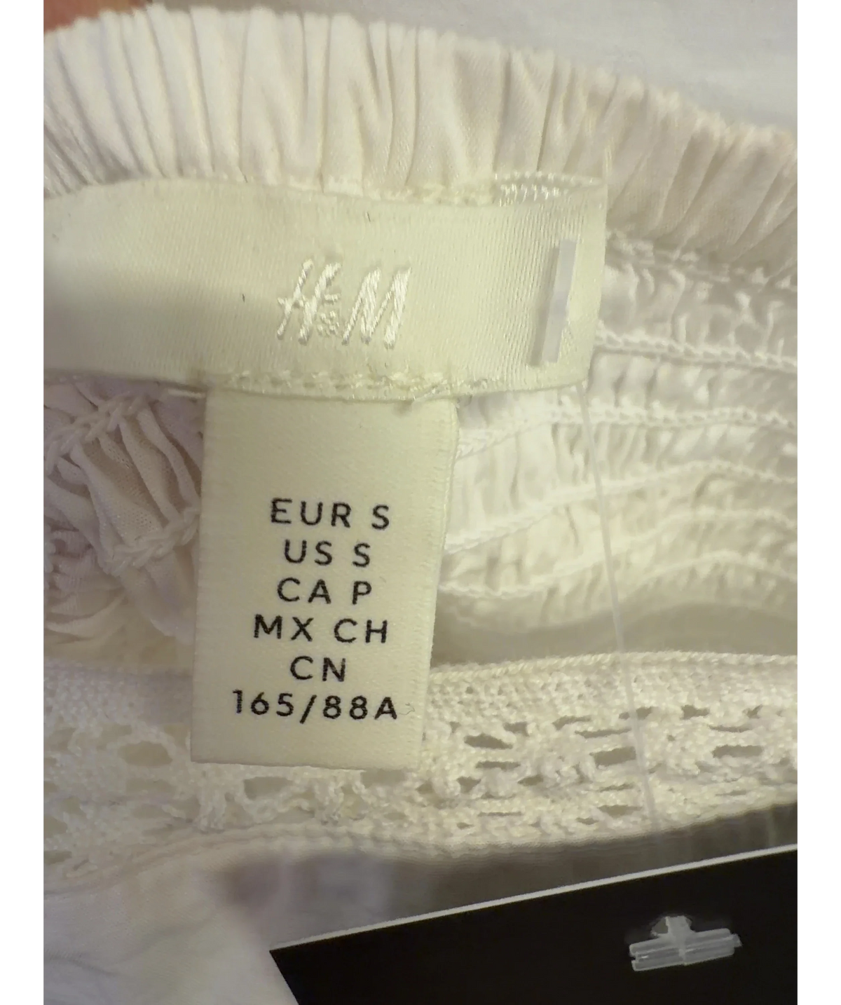 H&M White Tie-strap cotton dress, size UK S — care label
